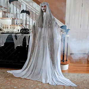 Lifesize Haunting Bewitching Beauty Gruesome Standing Ghost Girl Bride With Flashing Red Eyes Spooky Scary Halloween Prop Decor - Glow-Paradise