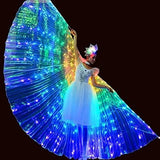 YOUDirect LED Belly Dance Wings Girls Colorful Butterfly Wings with Telescopic Stick - Glow-Paradise