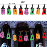 Twinkle Star Halloween 8 Pcs Lighted Hanging Witch Ghost Hats Decorations, Halloween Indoor Outdoor Remote Control String Lights 8 Lighting Modes, Glowing Witch Hat for Garden, Yard, Tree - Glow-Paradise