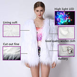 Light-Up-Jacket-Fur-Coat-For-Women - White Fuzzy Faux-Fur-Burning-Man-LED-Costumes Rave Clothes (Medium) - Glow-Paradise