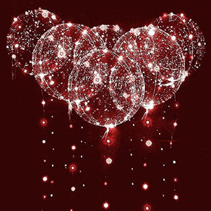 LED Light Up Bobo Baloons 10 Packs Warm White, 20 Inches Clear Helium Transparent Balloons 15 pcs, Glow in The Dark Ballons for Christmas Wedding Birthday Valentines Day Halloween Party Decoration - Glow-Paradise