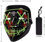 Depointer Halloween Scary Mask Cosplay Led Costume Mask EL Wire Light up Halloween Festival Party(Fluorescent Green) - Glow-Paradise