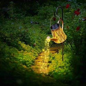 Solar Watering Can Lights Waterproof Yard Decorative Solar Garden Lights Hanging Lantern Landscape Lights Retro Metal Kettle String Lights for Outside Pathway Walkway Patio Gardening Gifts - Glow-Paradise