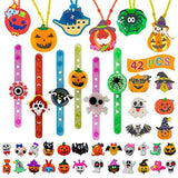 Halloween Party Favors for Kids - 42 PCS LED Halloween Light Up Toys including Necklaces Rings Bracelets Brooches,Glow in the Dark Halloween Decorations,Halloween Treats Non Candy Goodie Bag Fillers - Glow-Paradise