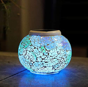 WSgift Color Changing Solar Powered Glass Mosaic Ball Led Garden Lights, Rechargeable Solar Table Lights, Outdoor Waterproof Solar Night Lights Table Lamps for Decorations, Ideal Gifts - Glow-Paradise