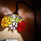 WERFACTORY Tiffany Floor Lamp Red Rose Flower Stained Glass Arched Lamp 10X18X64 Inches Gooseneck Adjustable Corner Standing Reading Light Decor Bedroom Living Room (LED Bulb Included) S001 Series - Glow-Paradise