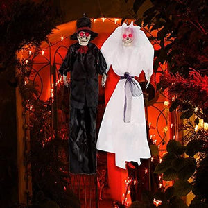 DR.DUDU Halloween Decorations Set of 2 Skeleton Bride Groom, 40