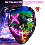 Halloween Purge Mask Light up - CHAOYU LED Scary Face Mask 2 Color Glow Mask with 3 Light Modes Masquerade Costume for Adults Kids Men Women(Ice Blue & Pink) - Glow-Paradise