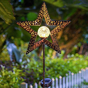 TAKE ME Star Solar Lights Garden Outdoor,Waterproof Metal Decorative Stakes for Walkway,Yard,Lawn,Patio - Glow-Paradise