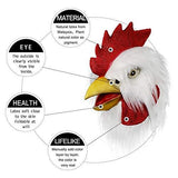 Molezu Rooster Mask,Halloween Novelty Costume Party Latex Animal head Mask Chicken Cock Cosplay Props,White (A) (A) - Glow-Paradise
