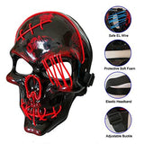 Halloween Mask LED Light up Costumes Scary Mask for Party Supplies Favor (Red pirate) - Glow-Paradise