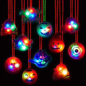 Coluans 15Pc Halloween LED Necklaces Party Favors for Kids and Adults with Gift Package Halloween Light up Toys Treat Bag Fillers - Glow-Paradise