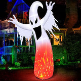 [Rotating Flame] 8 Foot Giant Halloween Inflatables Flame Ghosts Blow Up with Rotating LED Lights Halloween Decorations Outdoor Yard Lawn Garden Home Holiday Decor (6 Stakes 2 Tethers 2 Weight Bags) - Glow-Paradise