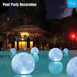 TIALLY Full Moon Floating Pool Lights Solar Powered - 14" Inflatable Solar Pool Lights That Float - Waterproof Light up Pool Floats for Pool Party Decorations - Pool Gifts for Pool Owners (2 Pack) - Glow-Paradise