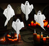 4 Pack Halloween Hanging Ghosts, 27.5" Cute Flying Ghost Decorations for Front Yard Patio Lawn Garden Party Décor and Holiday Decorations - Glow-Paradise