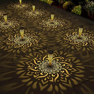 Gardencave 6 Pack Solar Lights Outdoor Garden Decorative Solar Garden Lights with Warm Light Waterproof Solar Pathway Landscape Lights for Path Patio Backyard Walkway Yard Garden Decor (Gold, 6Pcs) - Glow-Paradise