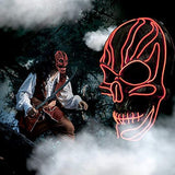 ILEBYGO LED Halloween Light Up Mask Purge Mask Scary Mask with EL Wire 3 Flashing-Modes for Halloween Festival, Party, Cos Play (Red) - Glow-Paradise