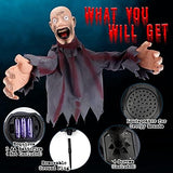 FUSPWEAO Scary Halloween Decorations Outdoor, Sound Induction Animated Zombie Halloween Groundbreaker, Halloween Motion Activated Props, Yard Animatronic Zombie Props with Glowing Eyes Creepy Sound - Glow-Paradise