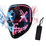 Depointer Halloween Scary Mask Cosplay Led Costume Mask EL Wire Light up Halloween Festival Party, Blue/Pink - Glow-Paradise