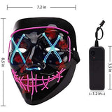 Depointer Halloween Scary Mask Cosplay Led Costume Mask EL Wire Light up Halloween Festival Party(Blue&Pink) - Glow-Paradise