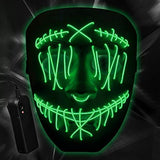 ILEBYGO Halloween LED Purge Mask Scary Light Up Mask with EL Wire 3 Flashing-Modes for Halloween Festival, Party, Cos Play (Green) - Glow-Paradise