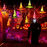 Joomer Halloween Decorations Lighted Witch Hats, 8Pcs Hanging Glowing Witch Hats 44ft Halloween Outdoor Lights String with 8 Lighting Modes for Outdoor, Garden, Yard, Tree - Glow-Paradise