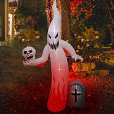 MRTREUP 8.5 Ft Halloween Inflatables Scary Ghost Blow Up Yard Decoration, Halloween Large Inflatable Red Fire Ghost Outdoor Decoration with Build in LEDs Lights Built-in Yard, Garden Lawn Decoration - Glow-Paradise