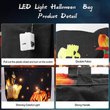 BEMISO Halloween Trick or Treat Bags With LED light Halloween Candy Basket Tote Bags Multipurpose Reusable Goody Bucket for Kids Halloween Party Favors (Black) - Glow-Paradise