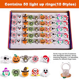 50 PCs Halloween LED Rings Light Up Rings for Kids, Glow in the Dark Halloween Party Supplies Trick or Treat Bags for Kids Adult, Flash Finger Ring Toys Halloween Goodie Bag Fillers - Glow-Paradise