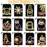 STEFORD 72PCS Halloween Drawstring Candy Bags,Black Shining Halloween Trick or Treat Bags Plastic Goodie Bags Halloween Party Favors - Glow-Paradise