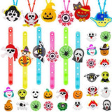 YUJUN 68PCS Halloween Light up Toys,Halloween Party Favors Flashing Ring Bracelets Necklace Trinkets Glow in The Dark LED Finger Lights for Kids Halloween Treats Games Gifts Prizes Non Candy Goodie Bag Fillers (4 Style) - Glow-Paradise