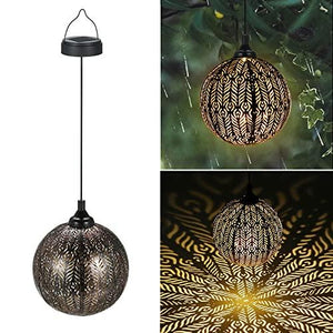 Hanging Solar Lanterns, Large Hanging Solar Lights Outdoor, Metal Waterproof Garden Solar Lanterns Decorations for Yard Tree Fence Patio and Pathway - Glow-Paradise
