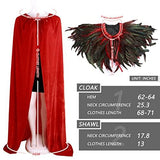 JEGERMIG Velvet Unlined Cape Medieval Vampire Role Play Cloak Halloween Coat Red - Glow-Paradise