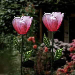 Roaming Light 2 Pack Solar Flowers，Solar Lights Outdoor Garden Flowers, Solar Garden Lights Waterproof for Patio Yard Walkway Pathway Lawn Decorations（Tulip） - Glow-Paradise