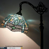 WERFACTORY Tiffany Floor Lamp Sea Blue Stained Glass Dragonfly Arched Lamp 12X18X64 Inches Gooseneck Adjustable Corner Standing Reading Light Decor Bedroom Living Room (LED Bulb Included) S147 Series - Glow-Paradise