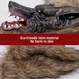 BerrysParadise Halloween Werewolf Mask for Men, Women, Teens, Adults Wolf Mask with Claws Gloves and Realistic Scar Stickers for Scary Party Cosplay Costume （Brown） - Glow-Paradise