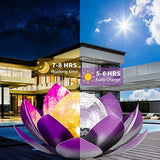 Solar Light Outdoor(2Pack), Art Crackle Globe Glass Lotus Decoration, Solar LED Waterproof Purple Metal Flower Lights for Patio,Lawn,Walkway,Tabletop - Glow-Paradise