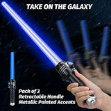 TOY Life Light Up Saber - 3 Pack Lightup Sabers, Telescopic Extendable & Collapsable Laser Sword, LED Light Sword Set with Motion Sensitive FX Sound, Light Up Swords for Kids Adults - Glow-Paradise