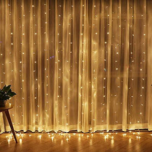 Twinkle Star 300 LED Window Curtain String Light for Christmas Wedding Party Home Garden Bedroom Outdoor Indoor Wall Decorations (Warm White) - Glow-Paradise