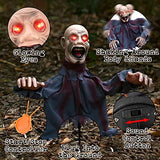 FUSPWEAO Scary Halloween Decorations Outdoor, Sound Induction Animated Zombie Halloween Groundbreaker, Halloween Motion Activated Props, Yard Animatronic Zombie Props with Glowing Eyes Creepy Sound - Glow-Paradise