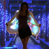 Women Faux Fur Outwear Winter Light Up Burning Glow Fluffy Sparking Rainbow LED Costume Waistcoat - Glow-Paradise