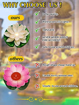 9 Pack Floating Pool Lights Lotus Flower Lantern Artificial Foam LED Lifelike Pool Lights Battery Operated Pool Lantern Pond Decoration Candles Pad (White, Yellow Light, 3.94 Inch) - Glow-Paradise