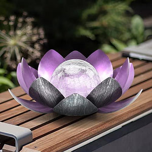 Solar Light Outdoor , Metal Glass Decorative Waterproof Garden Light LED Solar Flower Lights for Patio , Lawn,Walkway,Tabletop,Ground (Purple) - Glow-Paradise