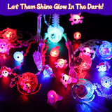 60PCS Halloween Party Favors for Kids, 50 LED Flash Rings & 10 Light Up Necklaces Fidget Toys Halloween Toys Gifts Ghost Pumpkin Glow in the Dark Party Supplies Halloween Treat Goodie Bag Fillers - Glow-Paradise