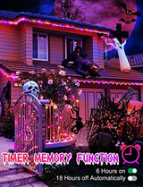 197FT Orange Purple Halloween Lights Outdoor, 500LEDs Plug-in Fairy String Light with 8 Lighting Modes & Timer Waterproof for Home Garden Yard Xmas Holiday Party Thanksgiving Festival Decoration - Glow-Paradise