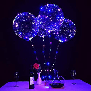 LED Clear Balloons 10 Packs, Light Up Bobo Baloons 20 Inches for Stuffing,Helium Tank for Balloons at Home, 15 pcs, Glow Bubble Ballons with String Lights for Christmas Wedding Birthday Valentines Day Halloween Party Decoration (Colorful (battery included - Glow-Paradise
