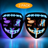 2PACK Halloween Purge Masks Halloween Scary Mask Led Light Up Masks for Festival Cosplay. - Glow-Paradise