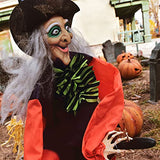 49 Inches Halloween Hanging Vibrating Witch with Light-up Eyes and Scary Sound Effect, Design with Motion and Sound Activation Function for Halloween Prop Décor,Outdoor, Indoor, Haunted House - Glow-Paradise