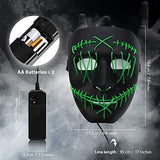 ILEBYGO Halloween LED Purge Mask Scary Light Up Mask with EL Wire 3 Flashing-Modes for Halloween Festival, Party, Cos Play (Green) - Glow-Paradise