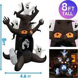 GOOSH 8FT Halloween Inflatable Outdoor Dead Tree with Six White Ghosts, Blow Up Yard Decoration Clearance with LED Lights Built-in for Holiday/Party/Yard/Garden - Glow-Paradise